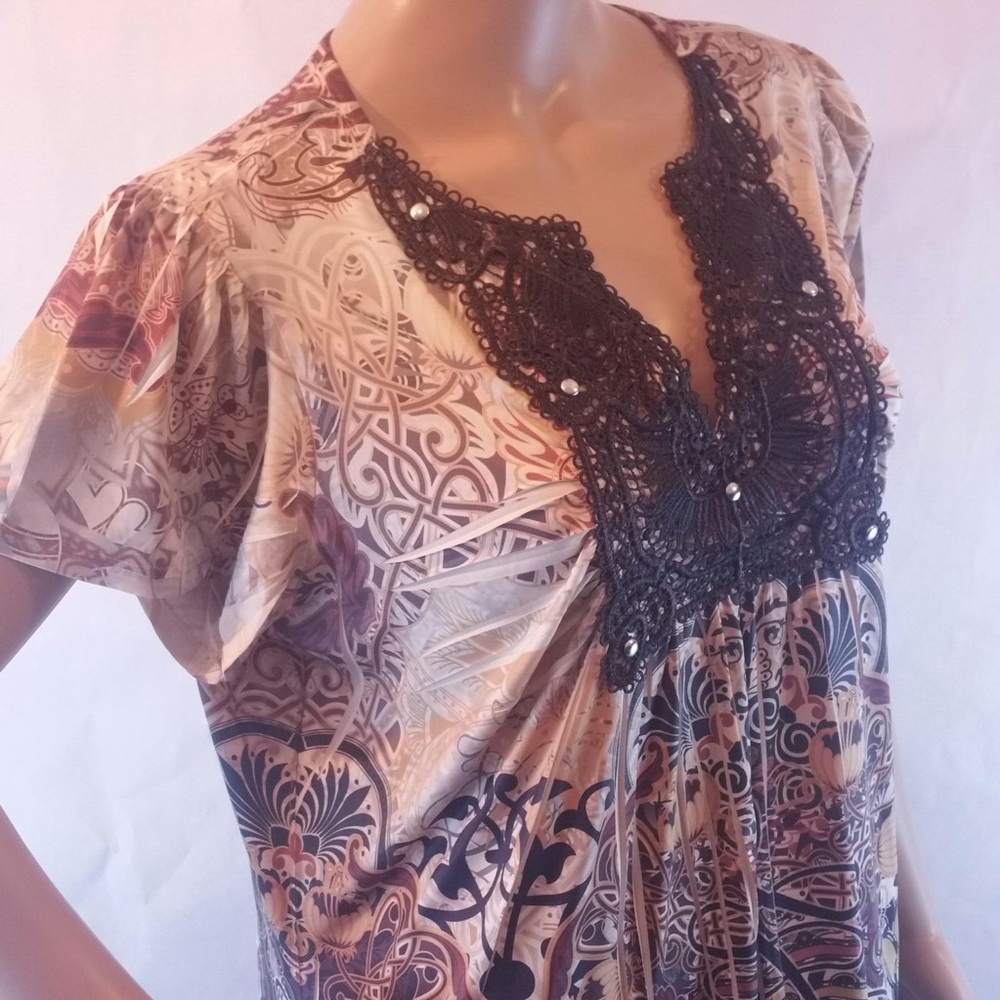 Apt 9 elegant soft stretch beaded brown blouse 1X
